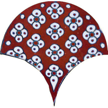 Mosaic House Moroccan tile Susie Barry 7-1 Red White  hand painted handpainted fishscales 